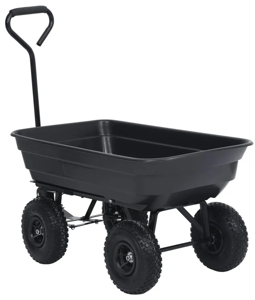 Carrinho de mão basculante para jardim 300 kg 75 L preto