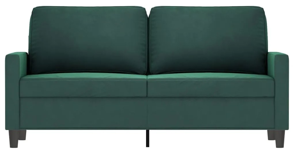 Sofá de 2 lugares 140 cm veludo verde-escuro