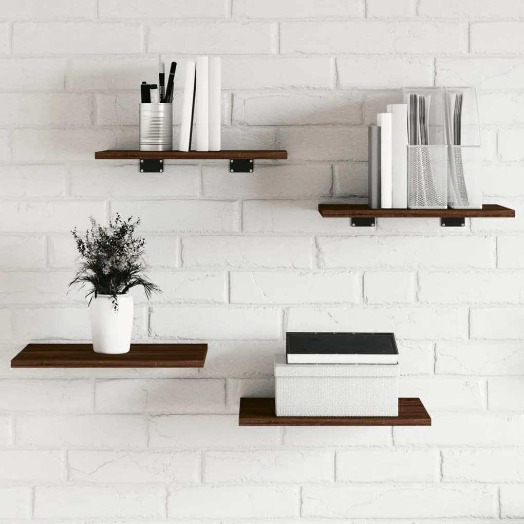 vidaXL Prateleiras parede 4 pcs derivados de madeira carvalho castanho