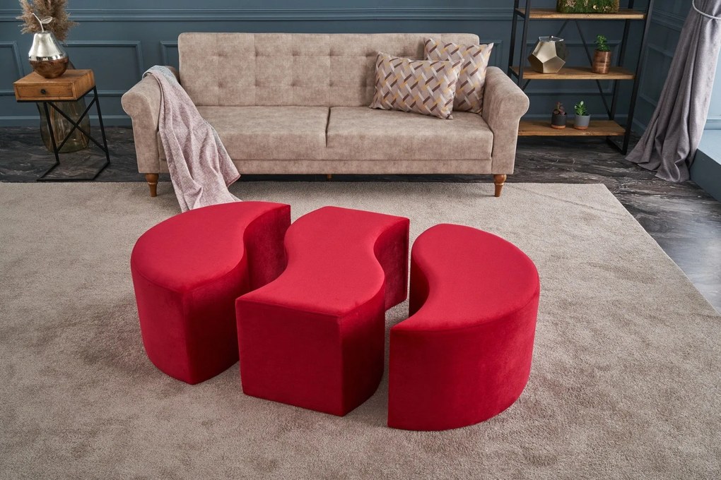 Pouffe Alya Puf – Vermelho – 120x40x80 cm
