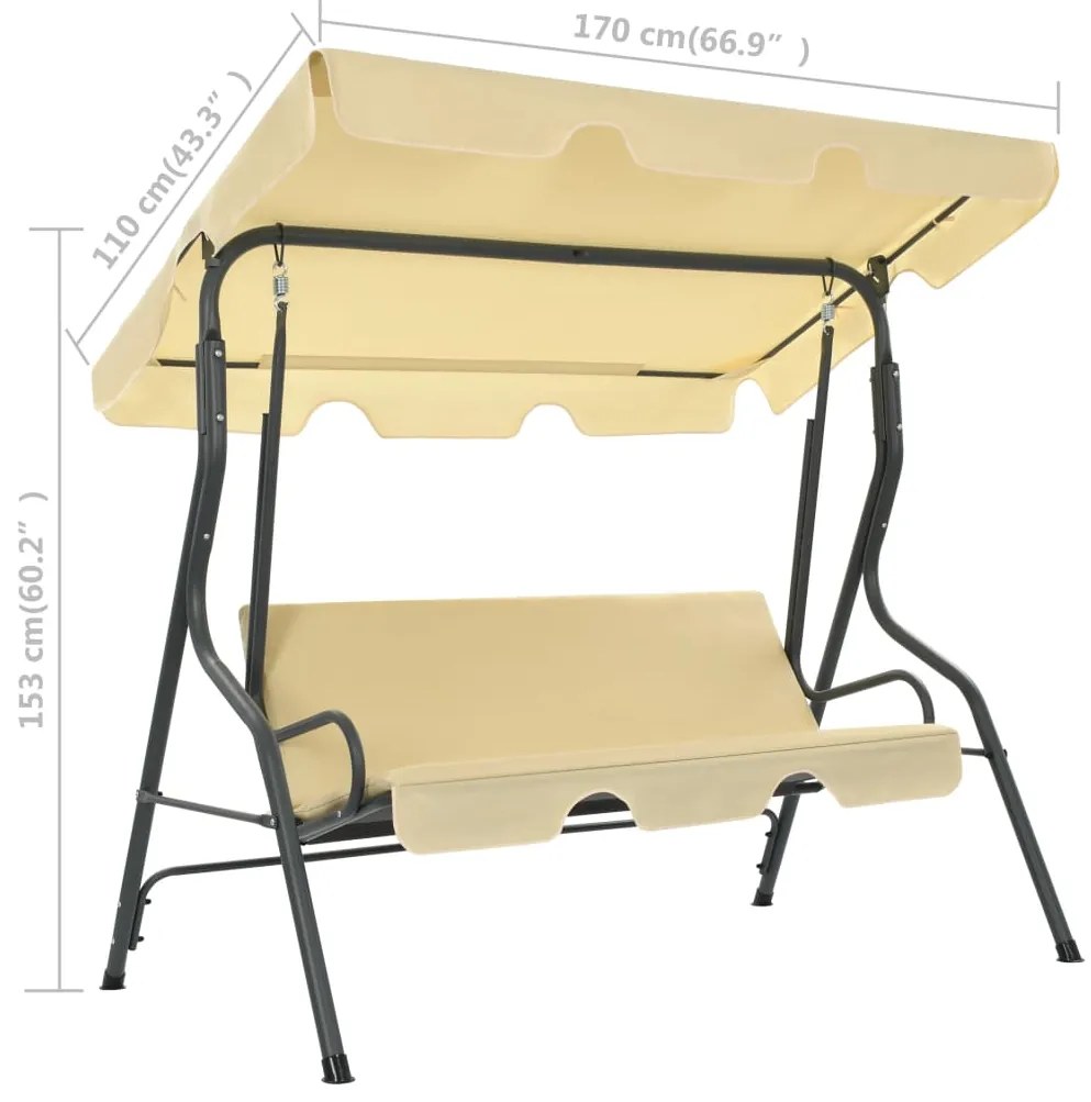 Baloiço de jardim 170x110x153 cm branco nata