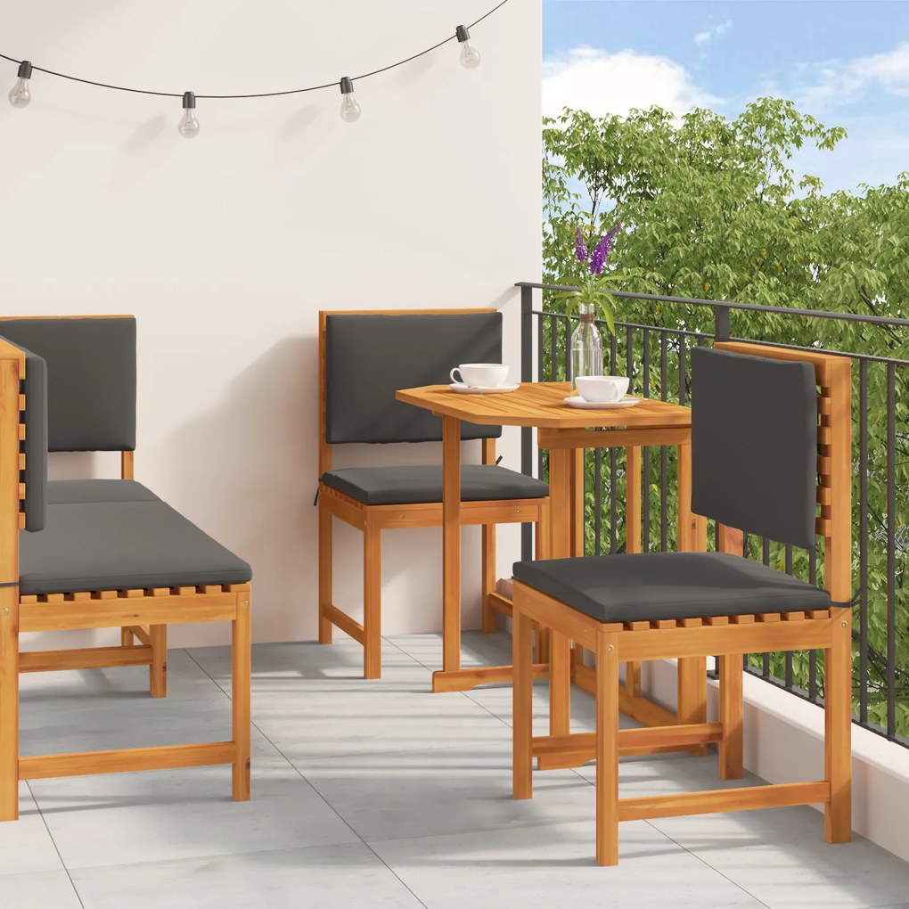 Conjunto de Jantar para o Jardim de 5 Peças vidaXL com Almofadas em Madeira de Acácia