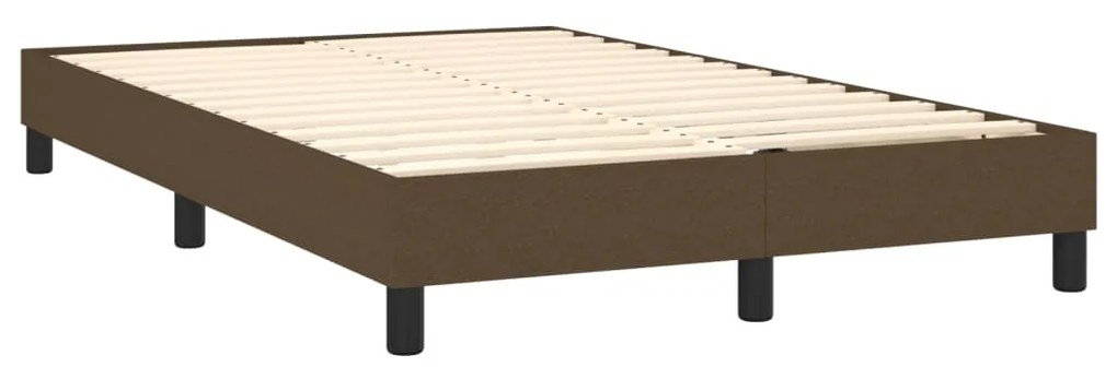 Cama box spring c/ colchão/LED 120x200cm tecido castanho-escuro