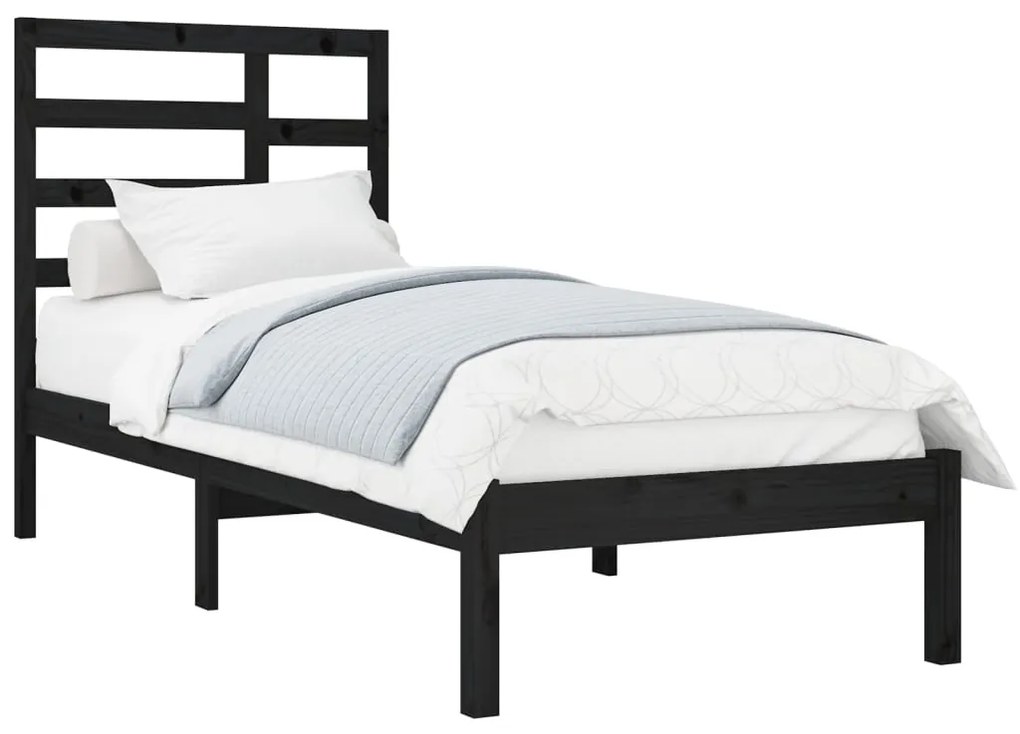 Estrutura cama pequena solteiro 75x190 cm madeira maciça preto