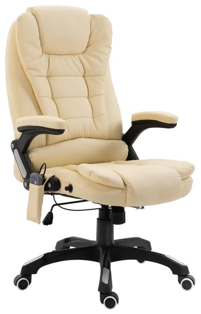 Cadeira de escritório c/ função massagem couro artificial creme