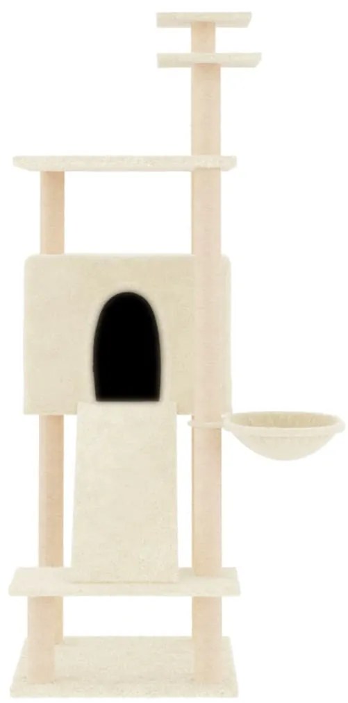 Árvore para gatos c/ postes arranhadores sisal 153 cm cor creme