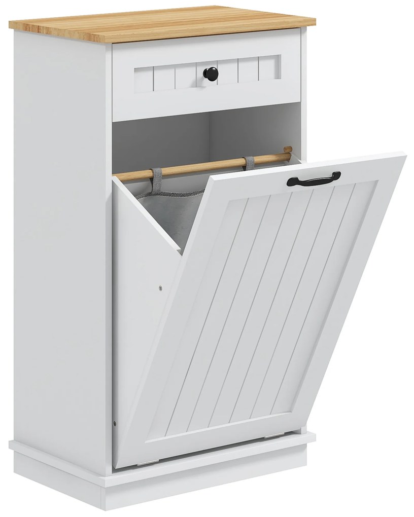 HOMCOM Móvel Auxiliar Casa de Banho Armário Casa de Banho com Gaveta Cesto para Roupa Móvel Casa de Banho Moderno 52x33x90 cm Branco | Aosom Portugal