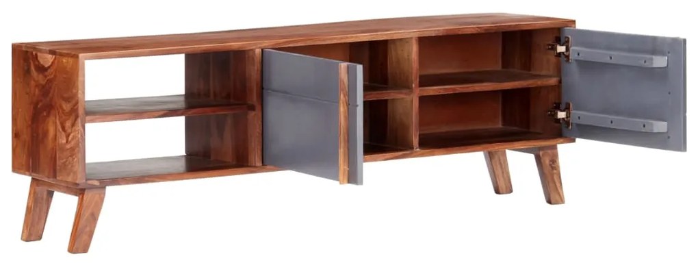 Móvel de TV 140x30x45 cm madeira maciça cinzento
