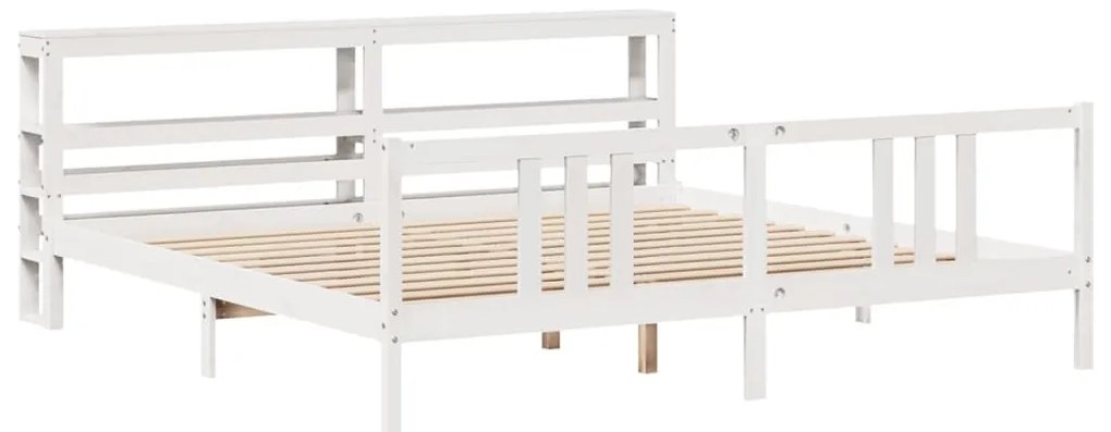Estrutura de cama c/ cabeceira sem colchão 200x200 cm branco