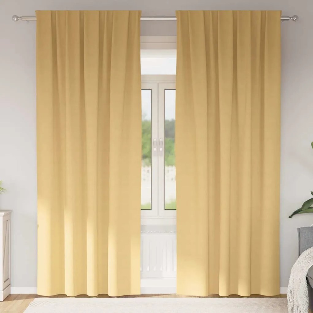 vidaXL Cortinas com cortinas 2 pcs Bege 225 x 140 cm Poliéster