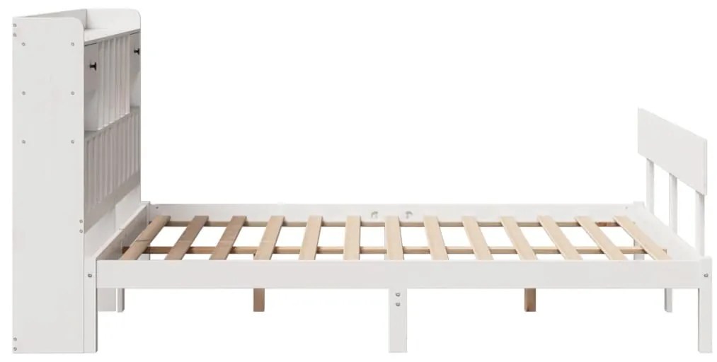 Cama com estante sem colchão 160x200 cm pinho maciço branco