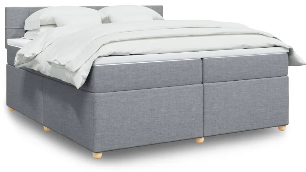 Cama com molas/colchão 200x200 cm tecido cinza-claro