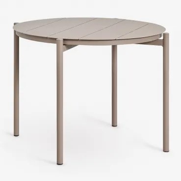Mesa De Jardim Redonda Ø110 Cm Em Alumínio Elton Moka Brown - Sklum