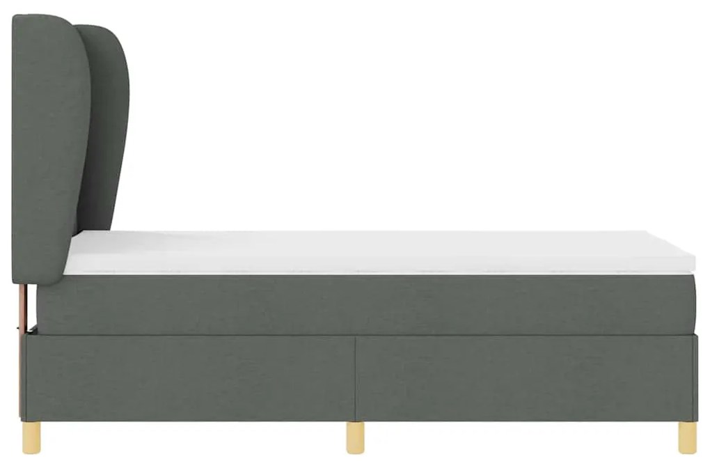 Cama Box Spring vidaXL com Colchão Cinza Escuro 90x200 cm Tecido