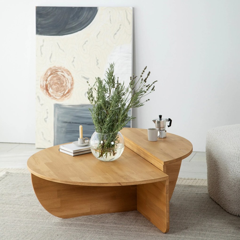 Conjunto de Mesas de Café Podium - Carvalho - 90x30x60cm & 85x30x35cm