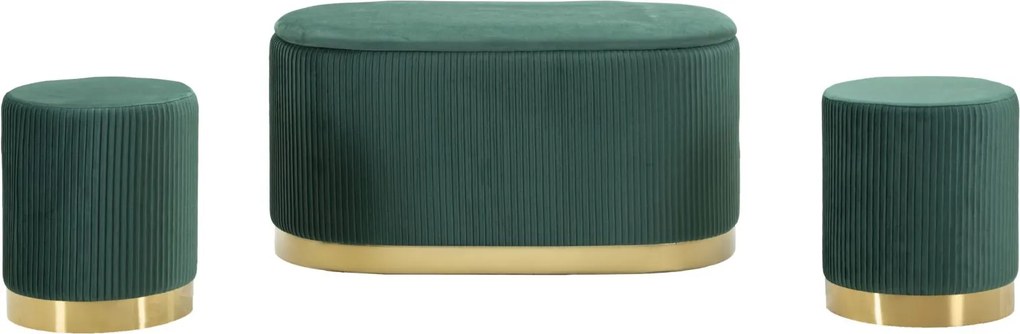 CONJUNTO DE 3 BANCOS SHOPY VERDE 80X37X42-29X35 CM