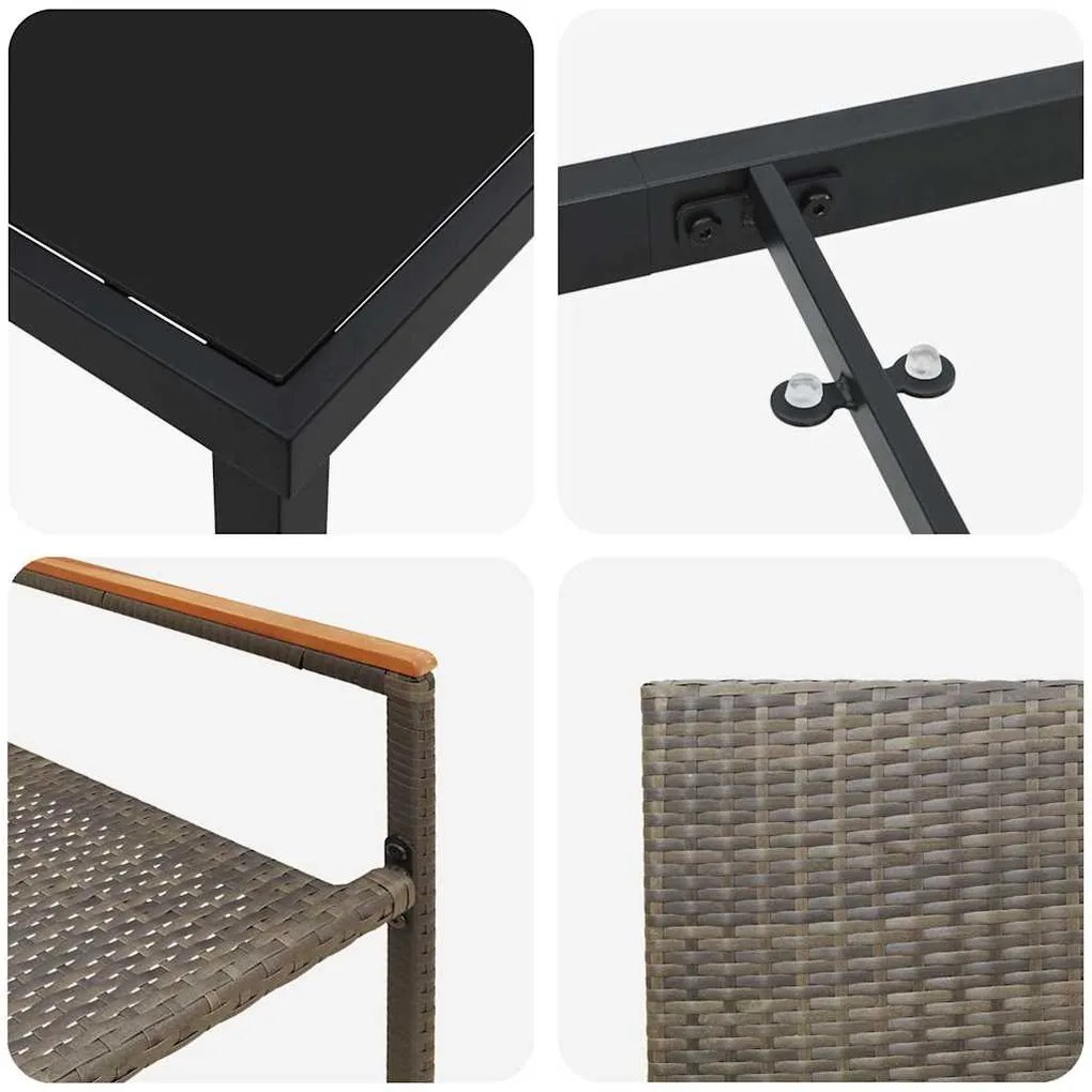 Conjunto de Jantar para Jardim de 5 Peças em Rattan Sintético Cinza