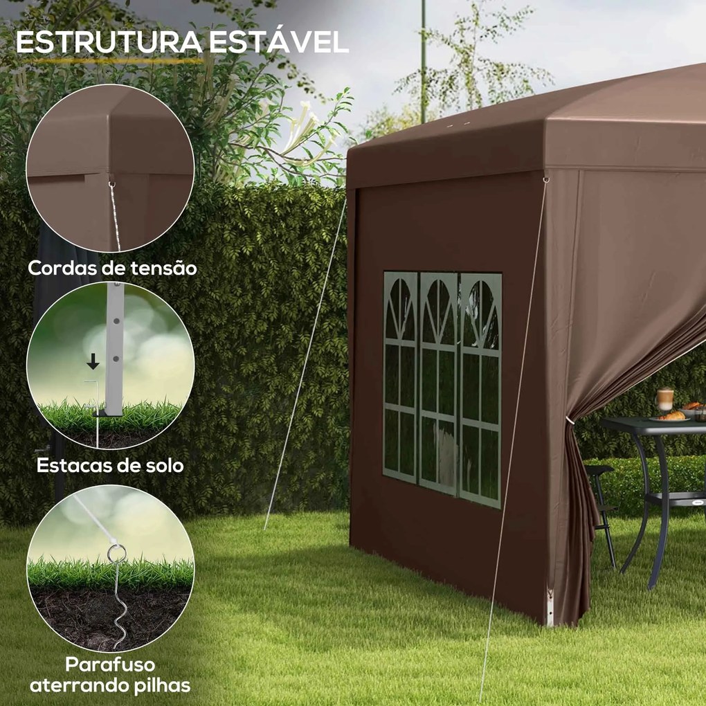 Tenda de Jardim com Paredes Laterais Amovíveis Janelas Porta com Fecho