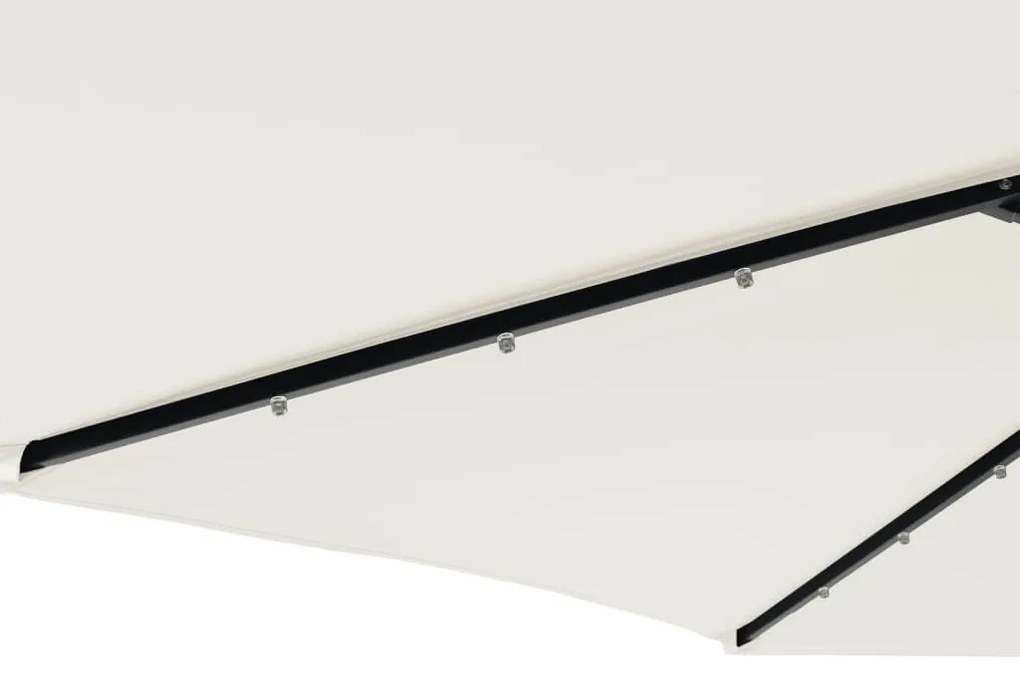 Guarda-sol jardim c/ LEDs e poste de aço 225x225x212 cm branco