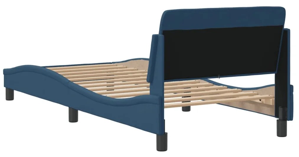 Estrutura cama c/ cabeceira sem colchão tecido 90x200 cm azul