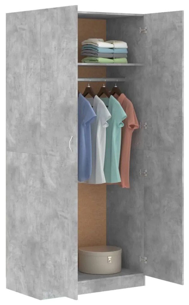 Roupeiro 90x52x200 cm derivados de madeira cinzento cimento