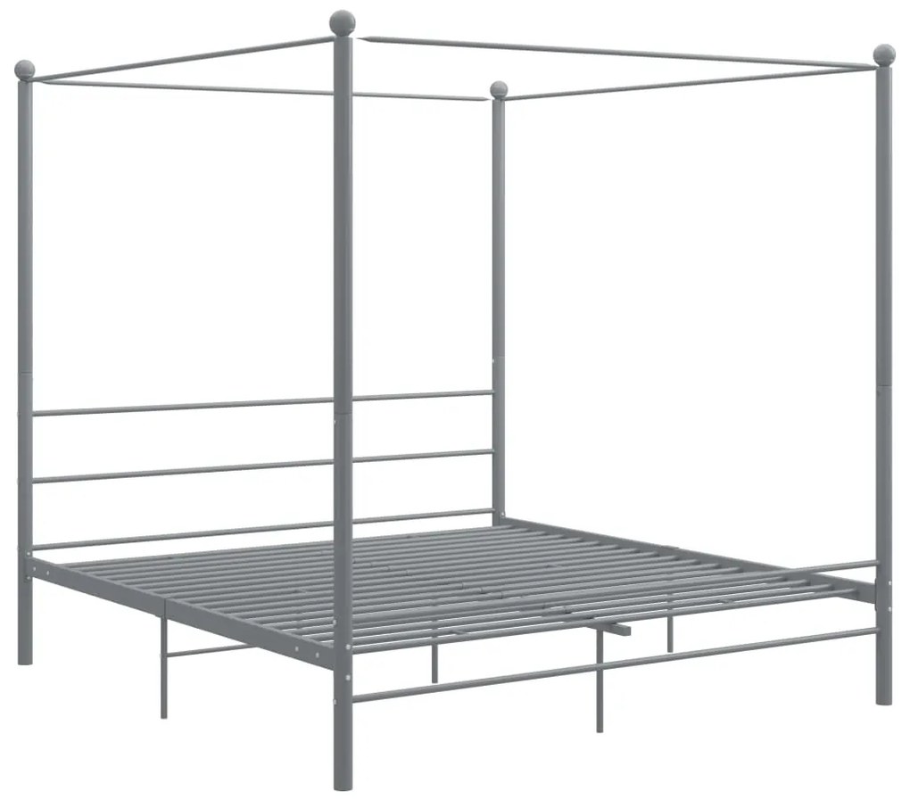 Estrutura de cama com dossel 180x200 cm metal cinzento