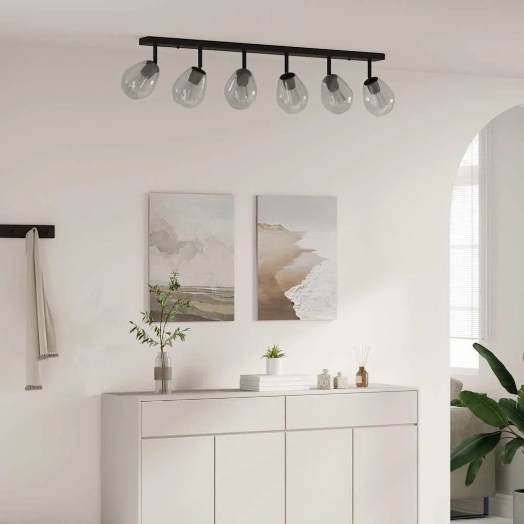 Luz de Teto com Abajur de Vidro Ajustável em Antracite E27