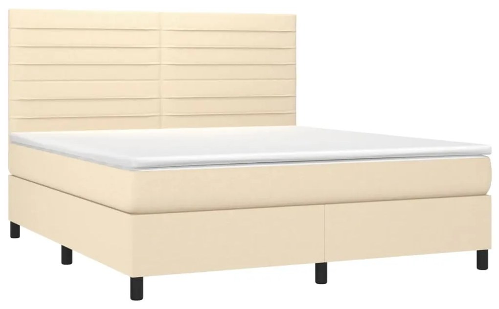 Cama box spring c/ colchão e LED 160x200 cm tecido cor creme