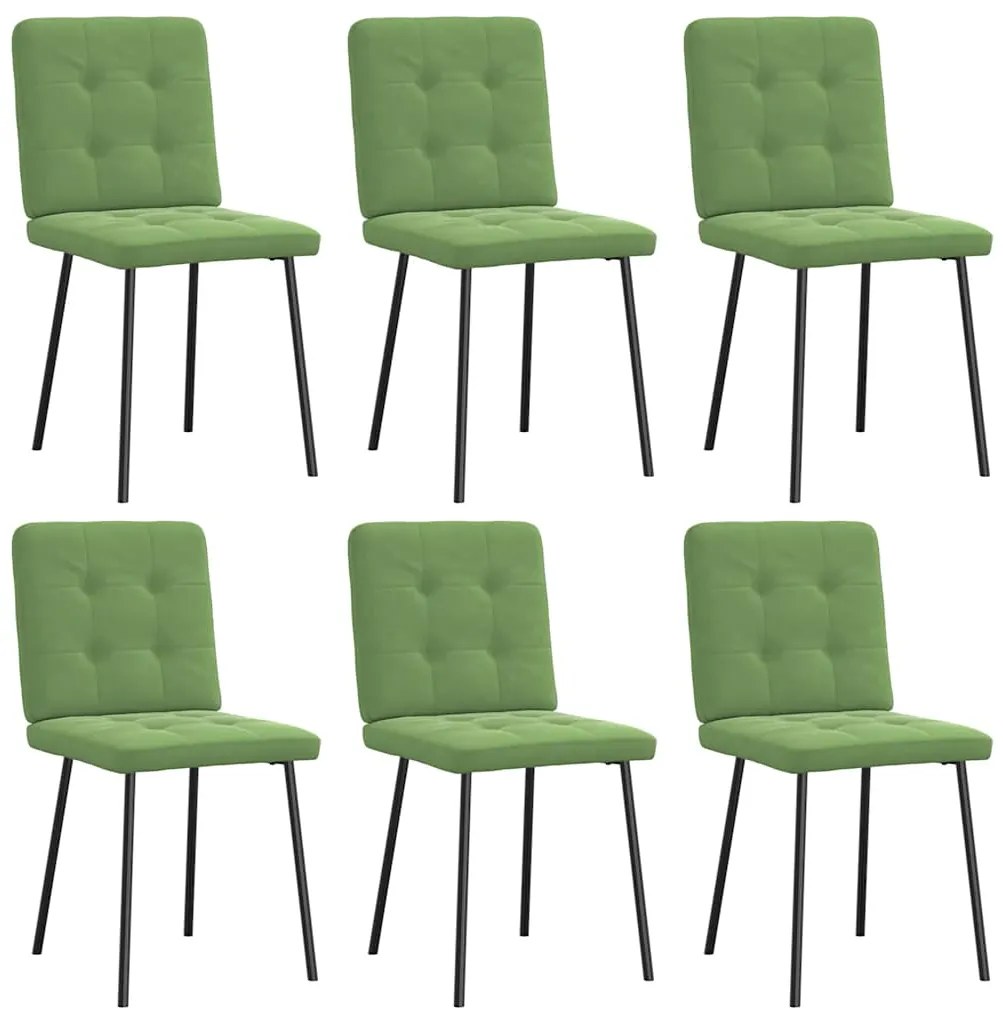 Cadeiras de jantar 6 pcs veludo verde-claro