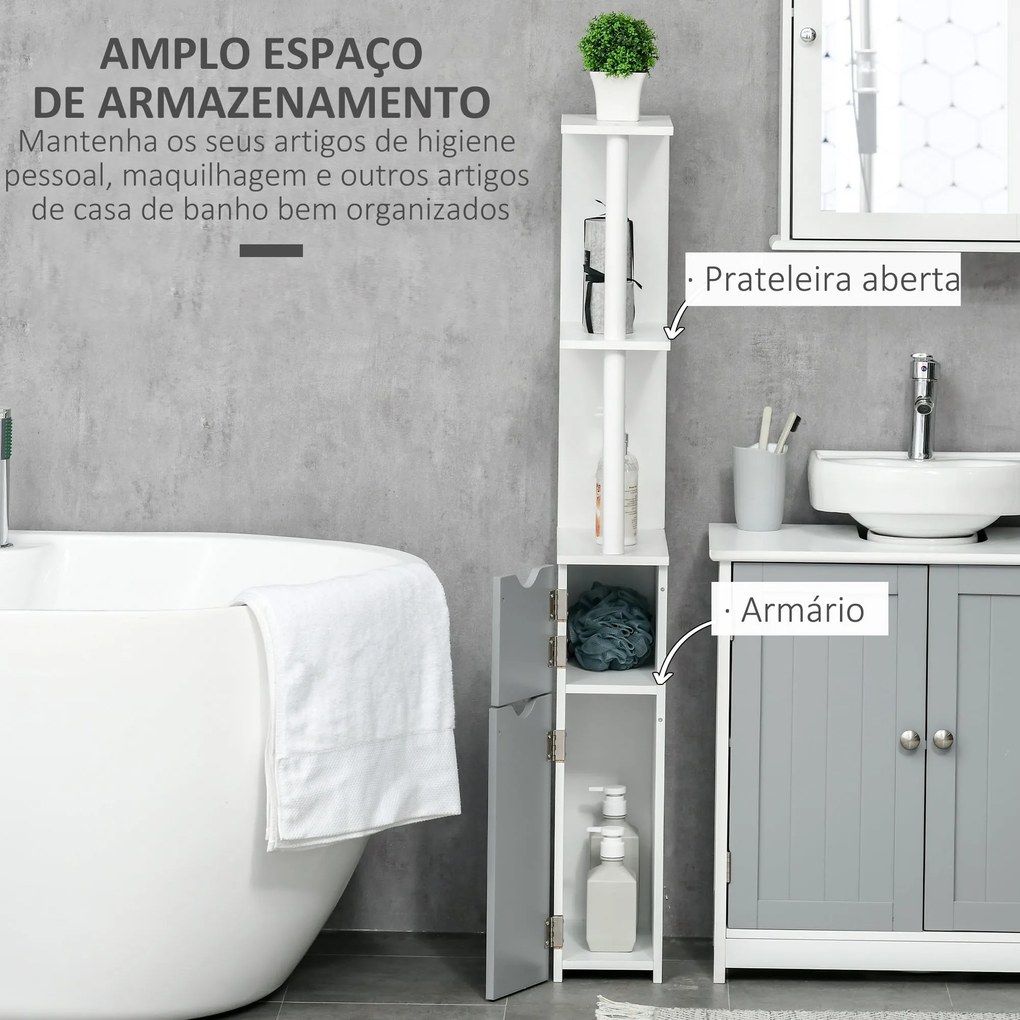 kleankin Coluna Casa de Banho com 2 Portas e 2 Prateleiras Abertas Col