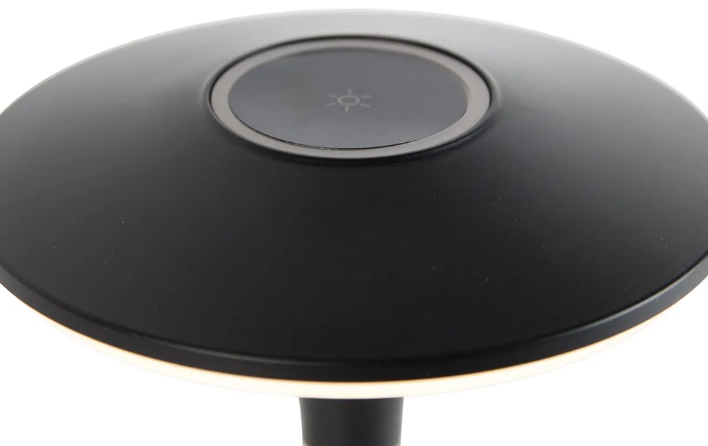 Candeeiro de mesa preto incl. LED regulável em 3 etapas IP44 recarregável - Espace Moderno