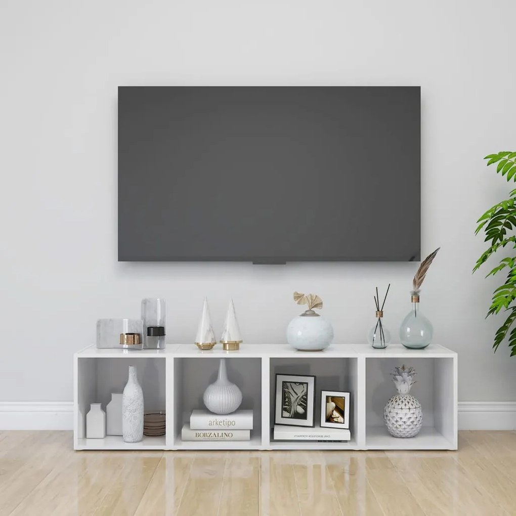 805518 vidaXL Móveis de TV 4 pcs 37x35x37 cm contraplacado branco brilhante
