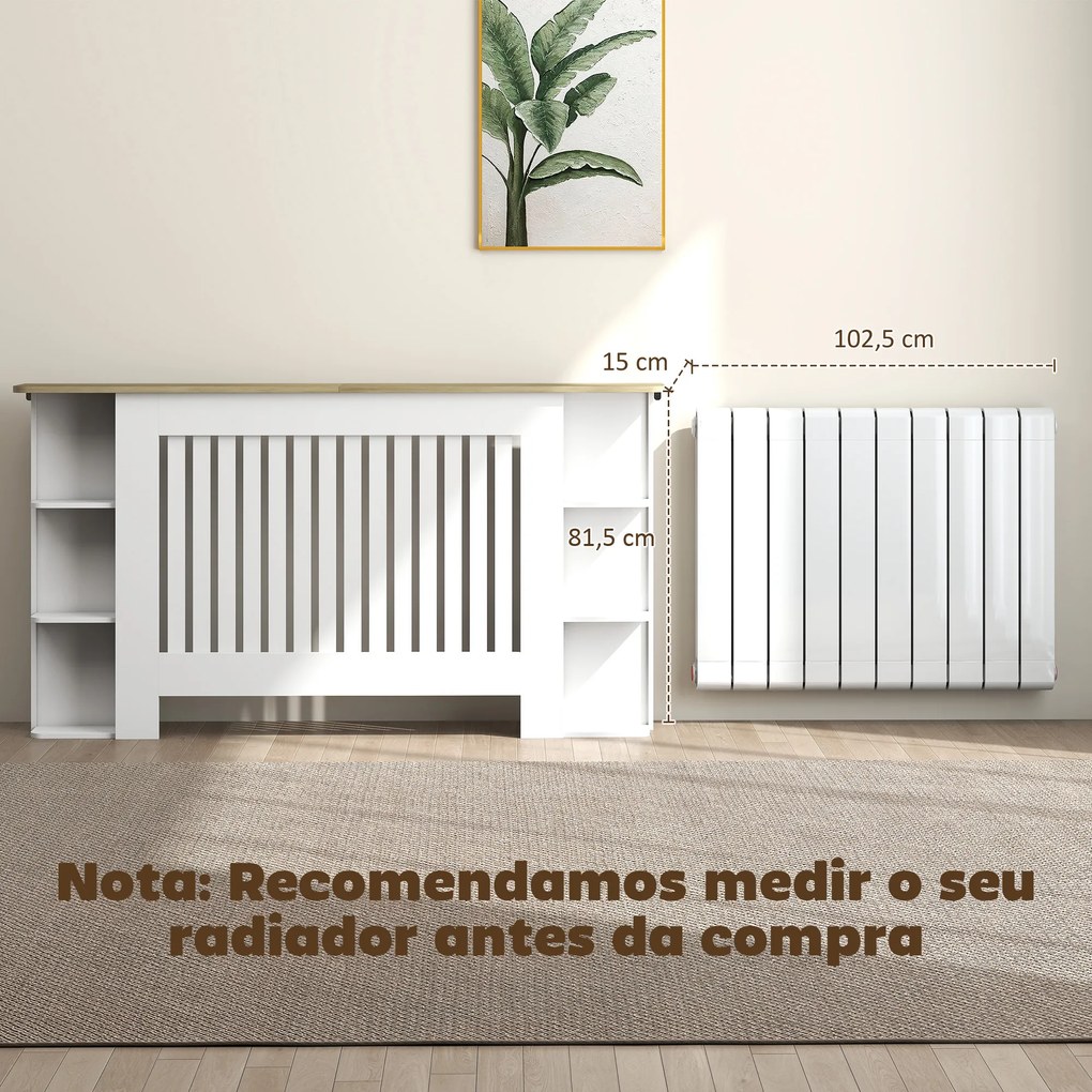 Cobertura para Radiadores com Prateleiras Desenho Moderno de Ripas para Sala de Estar Quarto 152x19x83 cm Branco