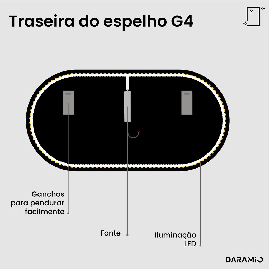 Espelho oblongo com luz G4