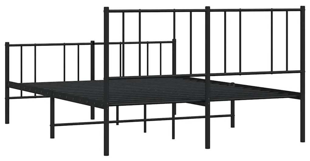 Estrutura de cama com cabeceira e pés 135x190 cm metal preto