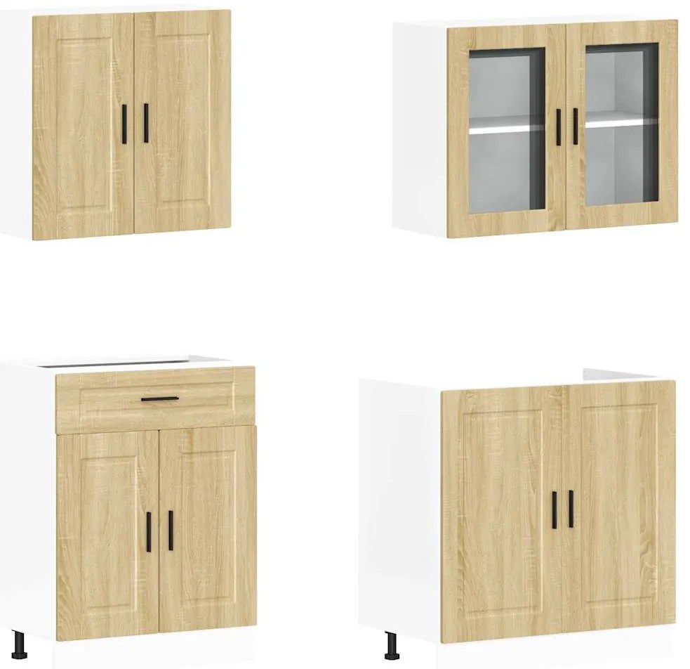 4 peças armário de cozinha conjunto Kalmar sonoma carvalho