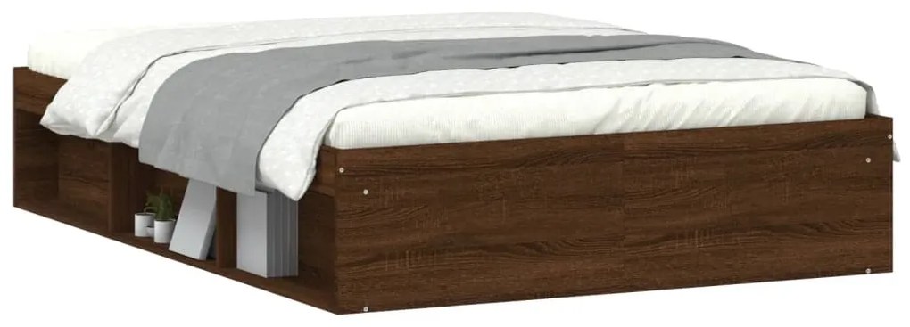 Estrutura de cama de casal 135x190 cm carvalho castanho