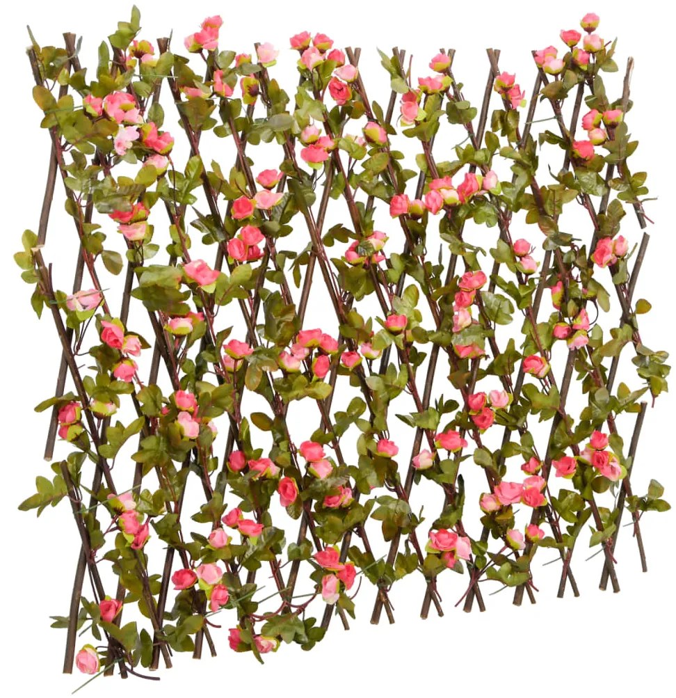  Treliça hera artificial extensível 5 pcs 180x60 cm rosa escuro