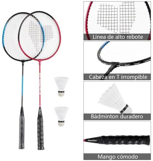 Conjunto com rede de badminton 3 x 1,5 m portátil com 2 raquetes e 2 penas, fácil de montar, para praia ou jardim, amarelo e azul