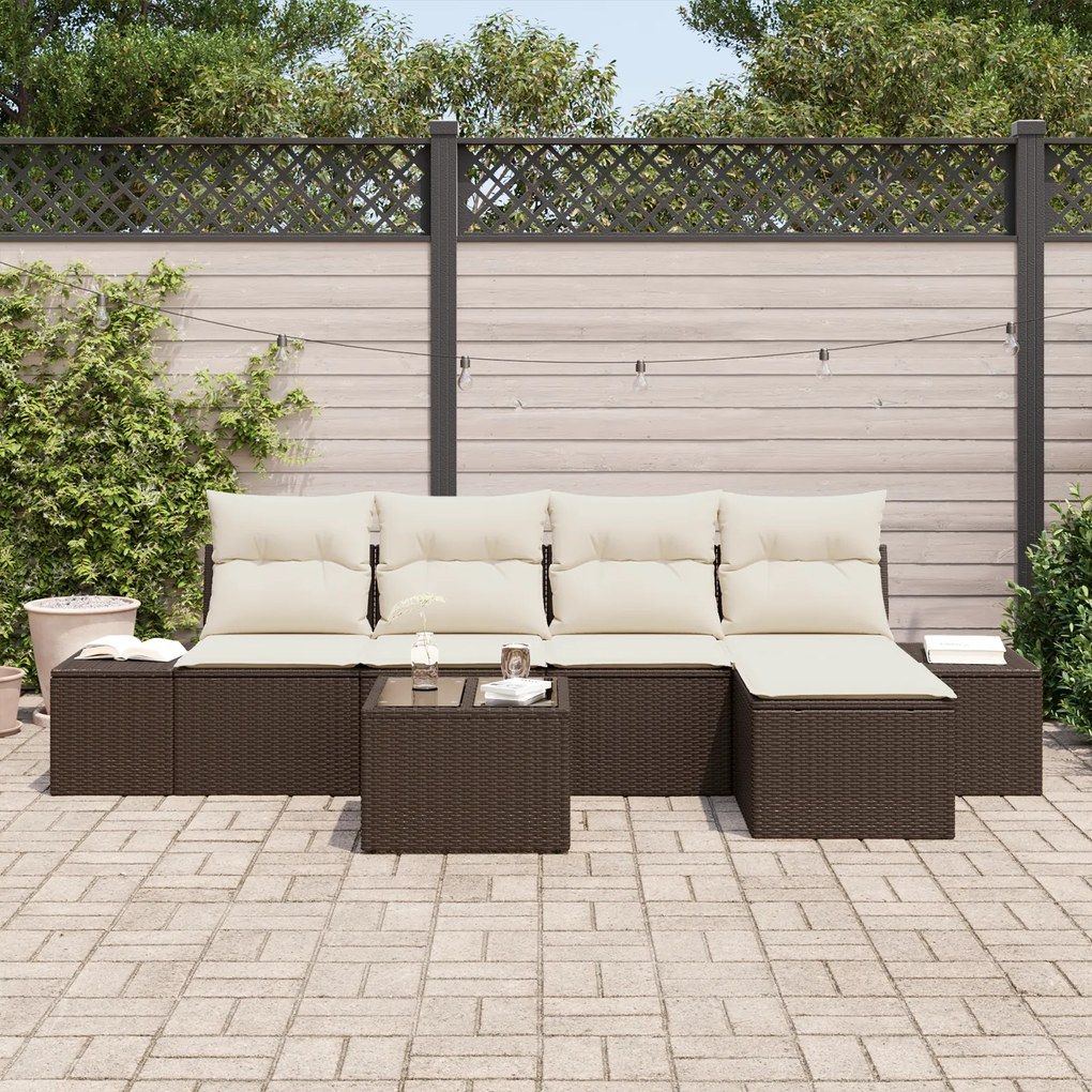 Conjunto de Sofá de Jardim de 5 Peças com Almofadas Cinza Rattan Poly