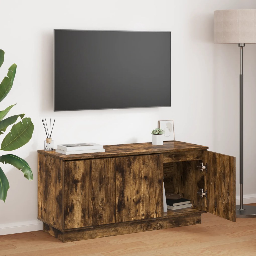 vidaXL Armário de TV Carvalho Fumado 100x38x49 cm Madeira Engenheirada