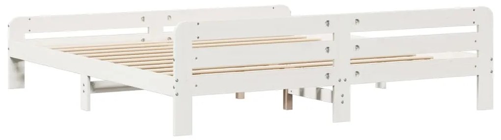 Cama sem colchão 200x200 cm madeira de pinho maciça branco