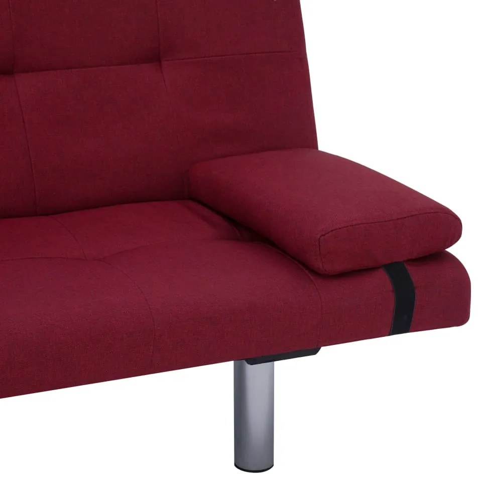 Sofá Cama Vivian - Cor Vermelho Escuro - Em Tecido, Estrutura em Madei