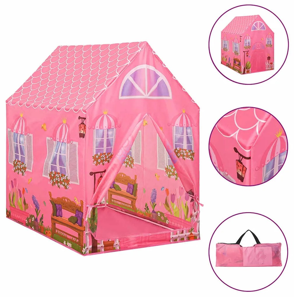Tenda de brincar infantil com 250 bolas 69x94x104 cm rosa