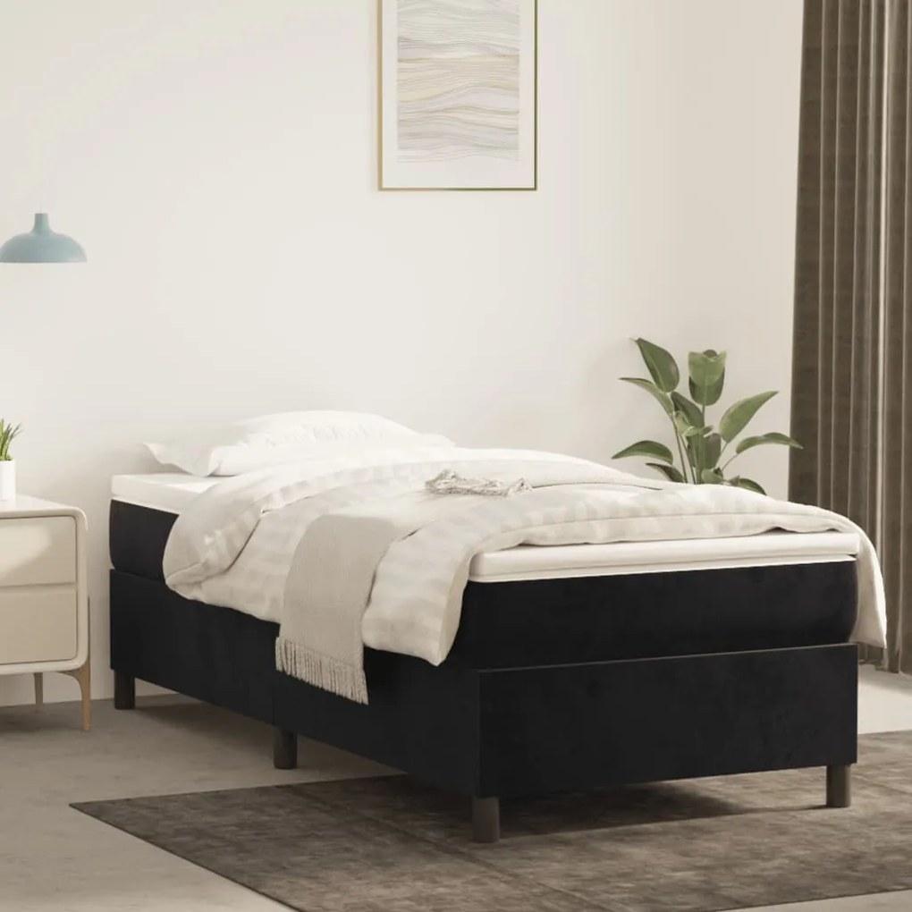 vidaXL Estrutura de cama com molas 90x190 cm veludo preto