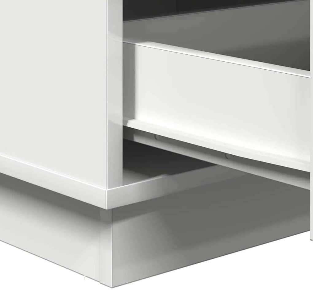 Criado-Mudo com LED Branco 39x34.5x65 cm Madeira Engenheirada