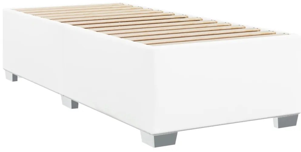 Cama com molas/colchão 90x190 cm couro artificial branco