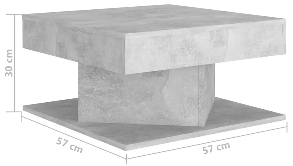 Mesa de centro 57x57x30 cm contraplacado cinzento cimento