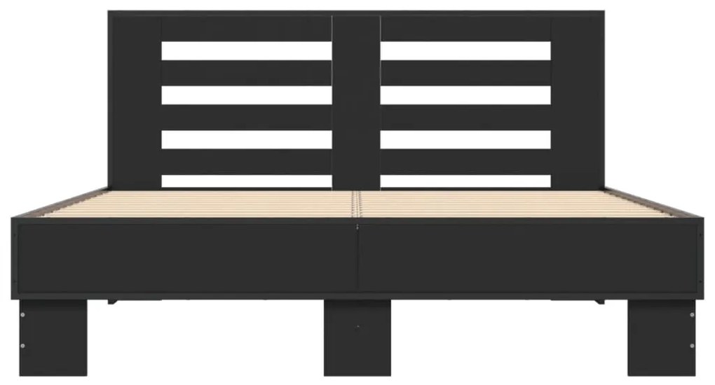 Estrutura de cama 135x190 cm derivados de madeira/metal preto