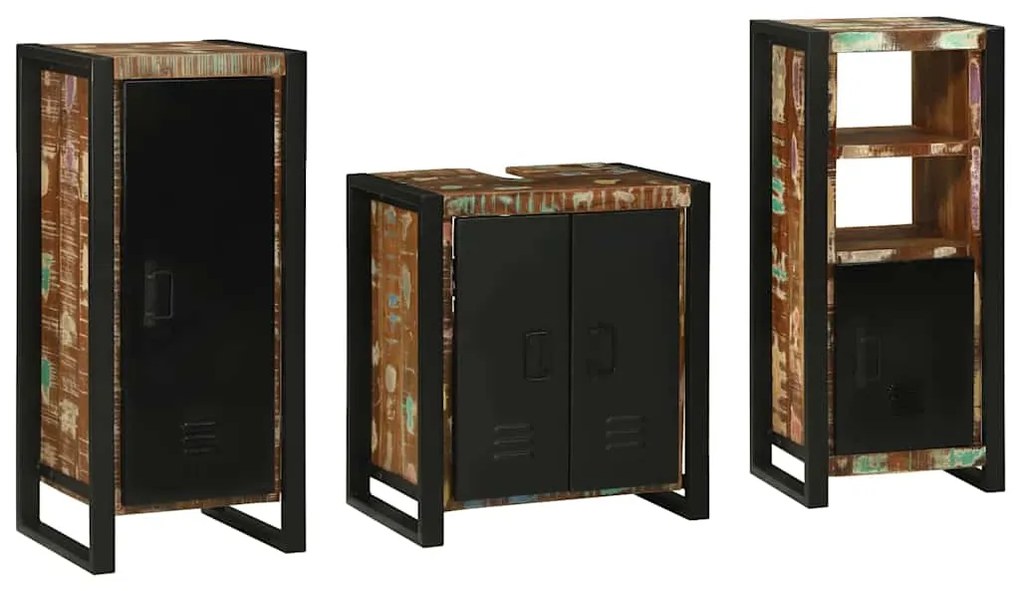 vidaXL Conjunto de Móveis para Banheiro com prateleira com porta 3 pcs